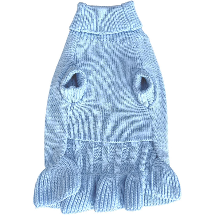Світшот для маленьких собак, в'язаний одяг для котів, теплий зимовий одяг для кошенят, цуценят, розмір XS, світло-блакитний, X-Small