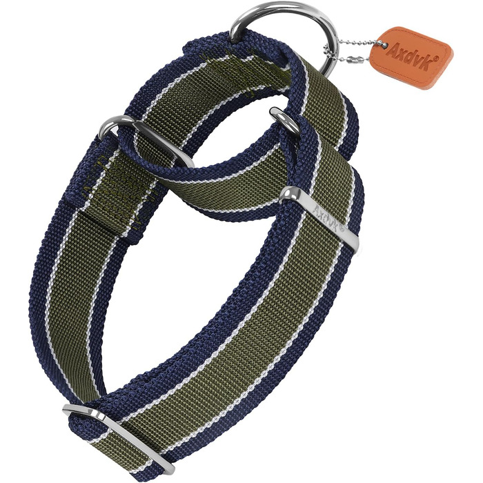 Нашийник для собак Martingale, 4 см, нейлон 1600D, анти-вислизання, 3 кольори, міцний, для середніх та великих собак, сіро-блакитний & чорний, армійсько-зелений & сірий (розмір: 43-64 см)