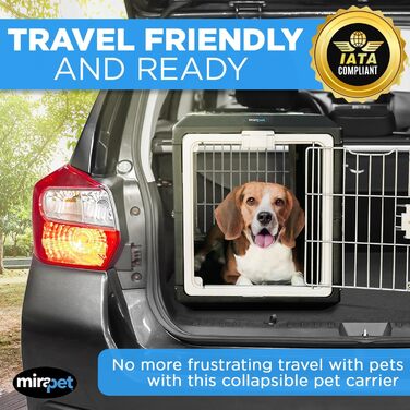 Складана переноска-клітка Mirapet для собак, 68,6 см, для дому та вулиці, з 360° вентиляцією та захистом стін, пластикова, США