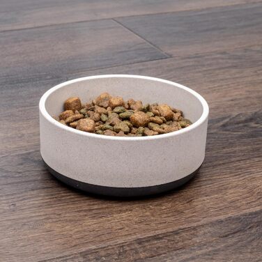 Миска для собак Titan з бамбука та гуми, 22 см, з антиковзким дном, сіра, екологічна, антибактеріальна, довговічна, нетоксична, для середніх та великих собак