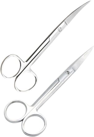 Набір з 2 ножиць для грумінгу тварин з нержавіючої сталі з прямим та вигнутим лезом, ергономічні ручки, для салону або дому