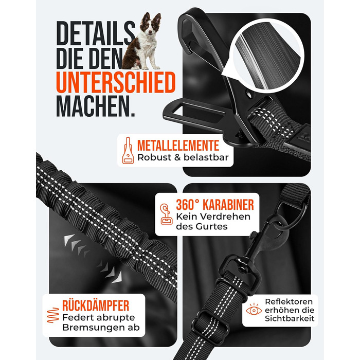 Автогурт для собак 'Argo' – регульований безпечний ремінь з амортизацією та ISOFIX, підходить для всіх порід (Чорний, S, 35-45 см)