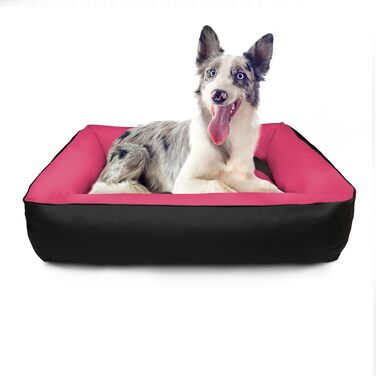 Ліжко-матрац для собак BedDog MAX Quattro 2в1 XL, кордура, з бортиком, рожево-чорне, для дому та вулиці, знімний чохол, Candy