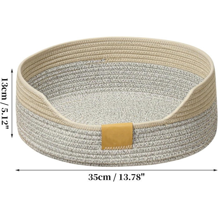 Кішечка-гніздище, плетений кошик для кота, 50 см, сірий хакі, Fatbarer