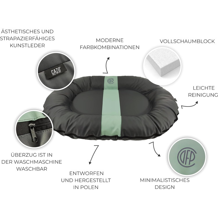 CAZO Oslo: Овальне ліжко для собак та котів, сірий колір, 80 x 60 x 14 см, розмір S