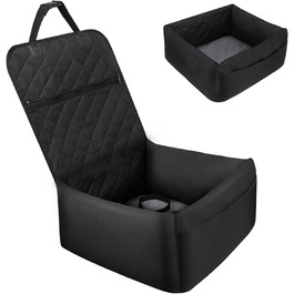 Автомобільне ліжко для собак Mozvvco 2-в-1, чорне. З безпечним ременем, вбираючою підстилкою та знімним чохлом. Для маленьких собак.