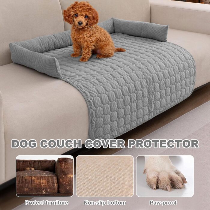 Чохли для дивану LiveGo для домашніх тварин, килимки для лежанок собак, знімні, м'які, сірого кольору (90x90x12 см)