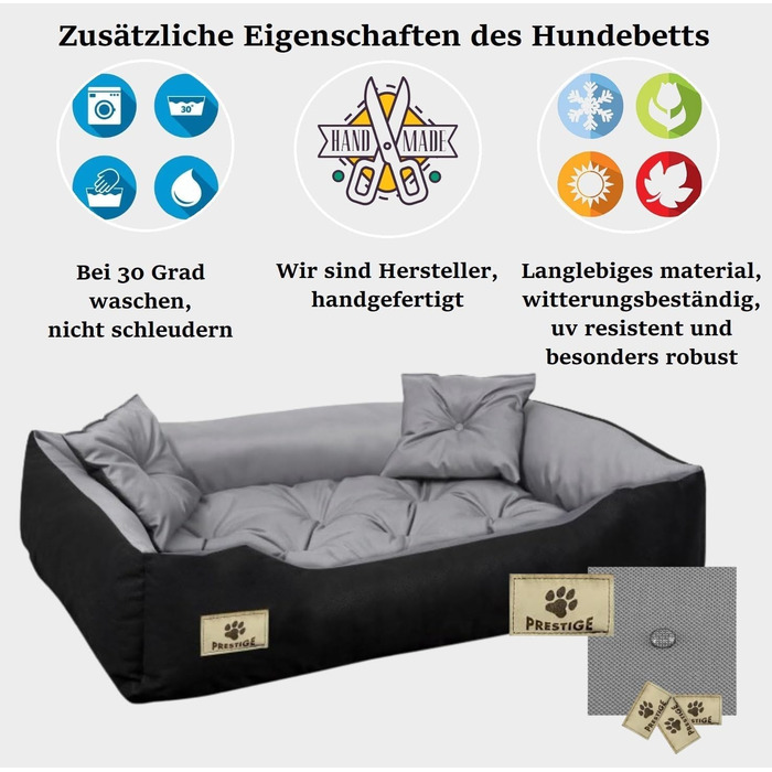 Ортопедичне собаче ліжко середнього розміру з водонепроникним матеріалом, миється, з силіконовою начинкою (сірий, M 75 x 65 см)