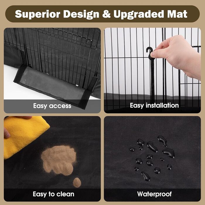 Клітка-загон для дрібних тварин PAWING з 12 панелей та водовідштовхувальною підстилкою. Металевий загон для кроликів, морських свинок, кошенят, цуценят, хом'яків та їжаків. Підходить для дому.