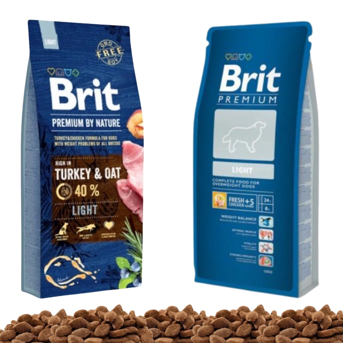 Сухий корм Brit Premium by Nature з індиком та вівсом для собак із надмірною вагою, 15 кг