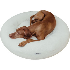 Крісло-лежанка для собак Holly Hundebett: міцний, зручний, з м'якої тканини Bouclé, Cocoon Design, підтримка шиї та хребта (S/M, кремовий)