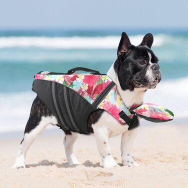 Жилет для собак Французький бульдог з світловідбиваючими смугами, плаваючий жилет для собак, для купання та катання на човні (обхват грудей: 43.2 - 76.2 см, вага: 7.7 - 12.7 кг) M (обхват грудей: 43.2 - 76.2 см)