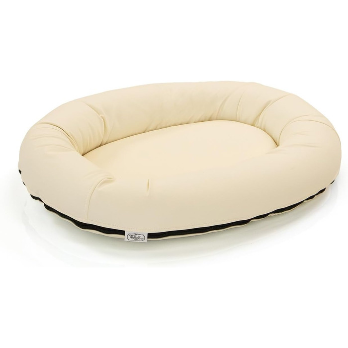 Wallace & Jones | Преміум лежанка для собак Болтон, 63x50 см, з штучної шкіри, для маленьких собак, з прихованою блискавкою, зручна, миється, не ковзає, кремово-білий колір