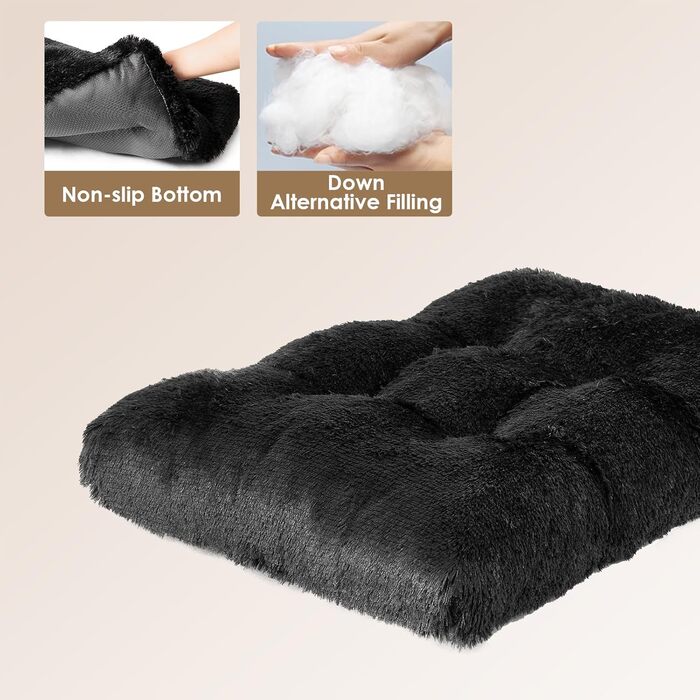 М'яке ліжко для великих собак EHEYCIGA XL, чорне, 105x70 см, плюшевий знімний чохол, нековзка, прана подушка
