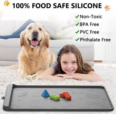 Килимок для годування собак та котів Synvion, водонепроникний, з неслизьким покриттям та високим бортиком, 91x61 см