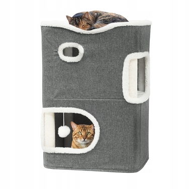 Будиночок для котів (35*45*63 см) — двоповерхове тепле ліжечко на зиму