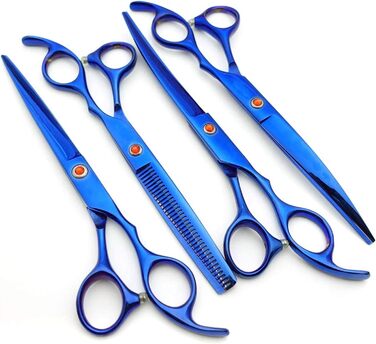 Набір професійних ножиць для грумінгу собак, ножиці для догляду за шерстю, з ножицями для фінальної обробки. Виготовлені з нержавіючої сталі. Підходять для всіх порід собак та котів. (Blue, 20.3 см)