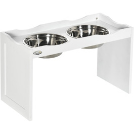 PawHut Підвищена годівниця для собак, 2 x 2L, нержавіюча сталь, білий колір, для великих собак