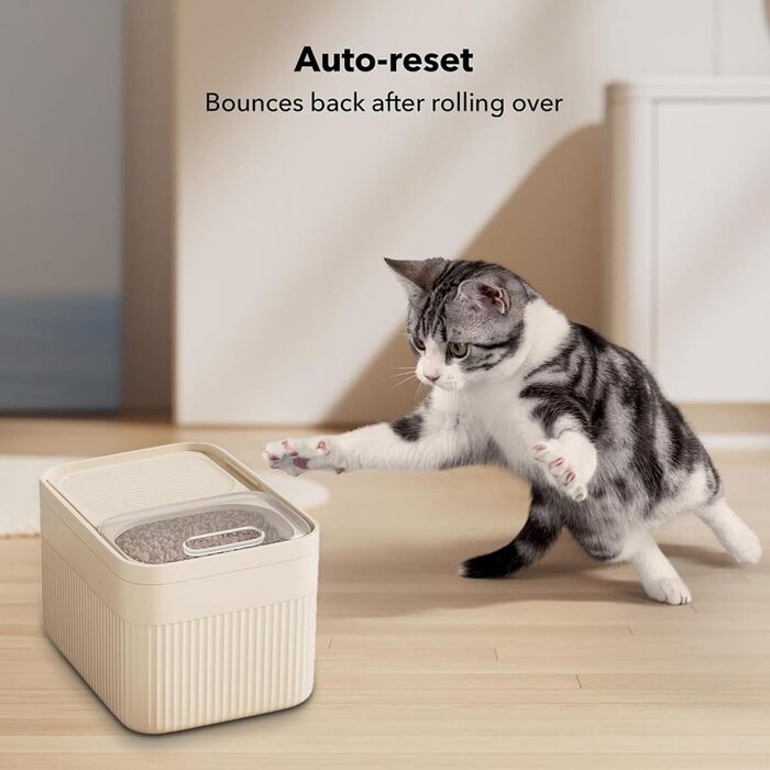 Герметичний контейнер для зберігання корму для тварин (до 13,6 кг), для собак, котів та іншого корму, з мірним стаканчиком, білий