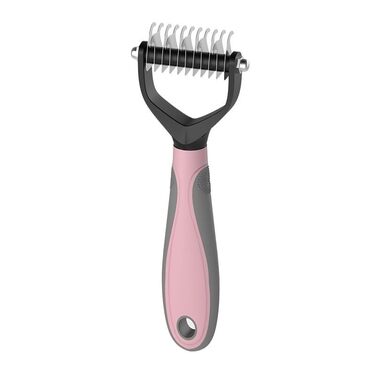 Гребінець для видалення шерсті собак та котів, щітка для розплутування шерсті, видалення ковтунів (рожевий)