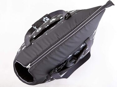 Сумка-переноска для собак та котів, розмір S, чорно-сіра з лапками