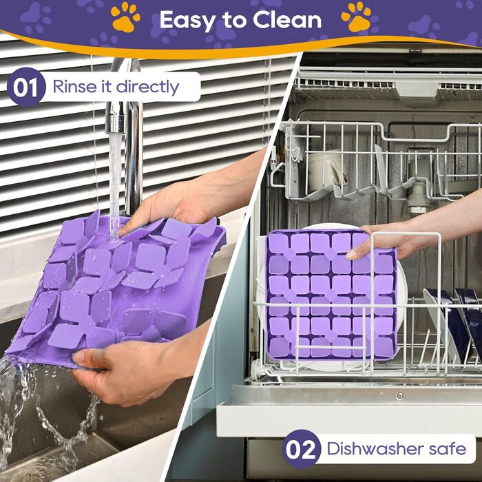 Силіконова килимок-нюхалка для собак, інтерактивна іграшка-головоломка, килимок для ласощів для собак, маленьких, середніх та великих порід, кроликів (фіолетовий) 20,3 x 20,3 см