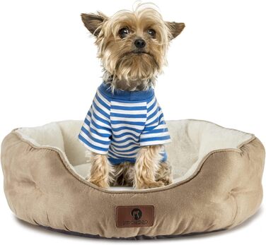 М'яке ліжко для собак та котів Asvin, 51 см, коричневе. Машинне прання, нековзна водонепроникна підкладка.