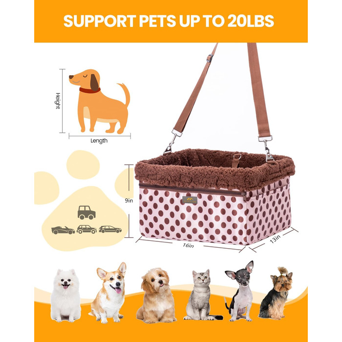 Автокрісло для собак Booster Seat з металевим каркасом та повіском, ковдра, до 9 кг