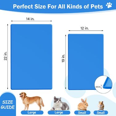 Килимок для корму для собак та котів з силікону харчової якості, з піднятими краями, неслизький, синій (L)