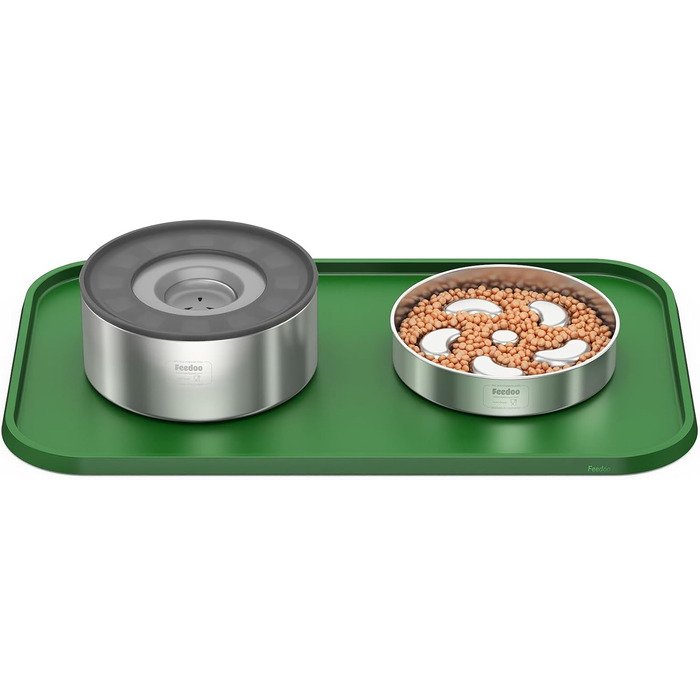 Підкладка під миску для котів та собак, силіконова, зелена, з високим бортиком