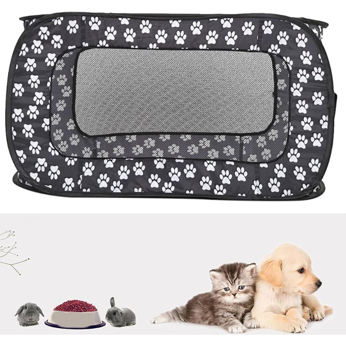 Переносне ліжко для домашніх тварин YPREWY: складана переноска для собак та котів, для маленьких собак та цуценят, прямокутна модель, з двома блискавками