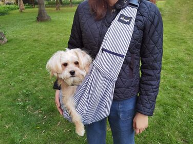 Сумка-переноска для собак NATUYA з сітчастою кишенею - переноска для собак та котів, блакитна смужка, для тварин вагою 2,3-6,8 кг