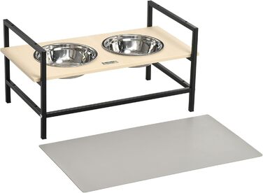 PawHut Підвищена годівниця для собак, регульована миска з нержавіючої сталі з підставкою, килимок під миску, годівниця для малих, середніх та великих собак