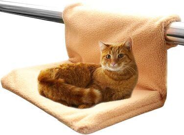 Кішечкове ліжко-грілка з металевим каркасом, миється, для котів та собак до 5 кг, бежеве