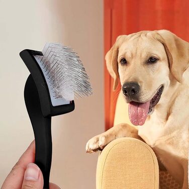 Щітка для собак та котів Hustier, видаляє ковтуни та шерсть, підходить для довгої та короткої шерсті (чорна)