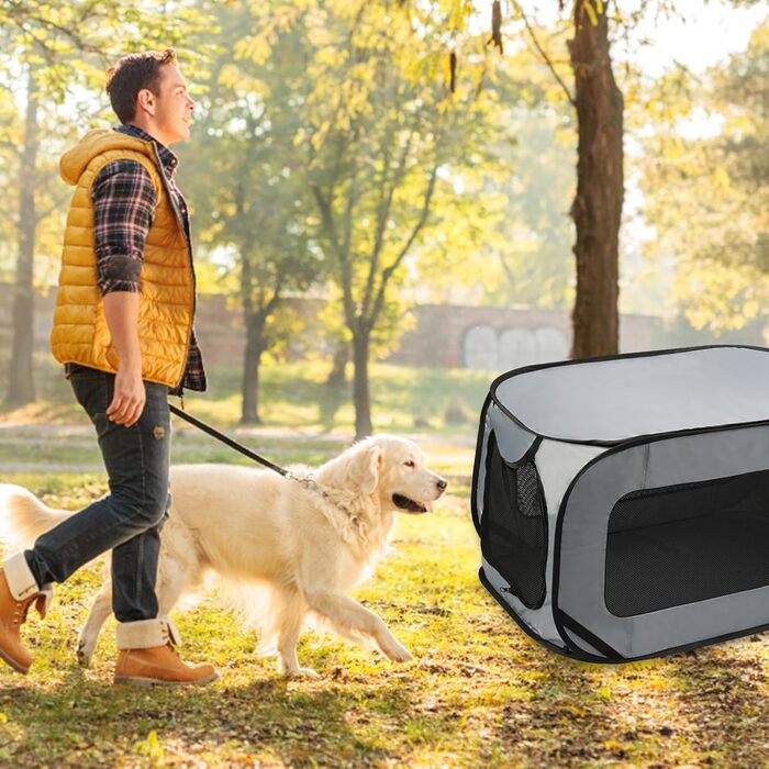 Транспортна переноска для собак та котів, складана, Pop-Up, 94x53x53 см, сіра