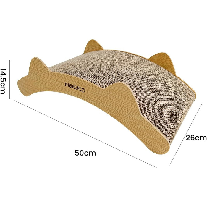 Heikoeco® Міст-Кігтеточка для котів, 2-в-1 з гофрокартону, двосторонній, 50 x 26 x 14.5 см