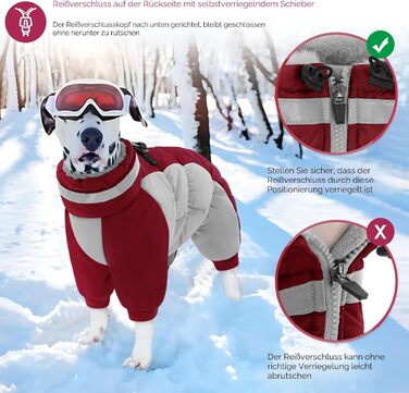 Зимовий комбінезон для собак AOFITEE - теплий водонепроникний костюм для великих собак з отвором для шлейки, для Лабрадора, Голден Ретрівера XL, бордовий