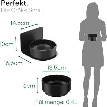 Миска для котів та собак DRAIAX ElegantFeed S: керамічна, піднята, для настінної установки, чорна