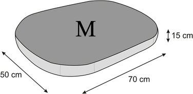 Матрац для собак овальної форми, 70x50x15 см, сірий - водонепроникний, кучевий, для собак маленьких, середніх та великих порід, Outdoor, миючий