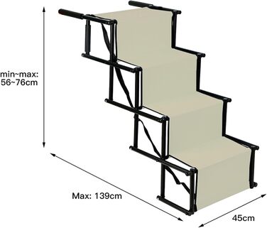 Рампа для собак у машину, складна, регульована висота, до 75 кг (чорний, бежевий)