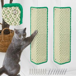 Килимок для дряпання котів JanYoo, сизаль, 60x25 см, 2 шт, зелений. Захист для підлоги, стін, меблів