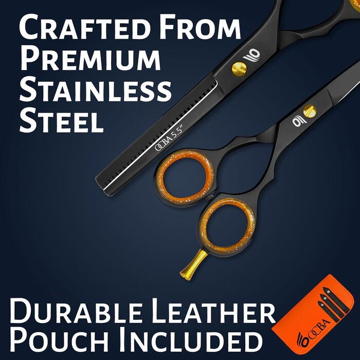 Професійна перукарська ножиці OCBA 6 дюймів - для чоловіків та жінок, чорний комплект