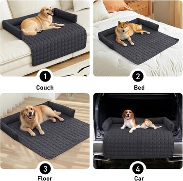 OKYUK Преміум лежанка для собак - захист дивану для тварин, ручної роботи та пральна подушка для собак, м'яка лежанка для собак для всіх розмірів (75 x 75 см) (90 x 90 x 10 см, колір: темно-сірий)