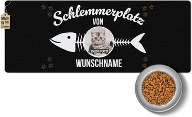 Персоналізований килимок для годування котів з ім'ям та фото - Royal Print, 80x30 см, миючий, антиковзаючий