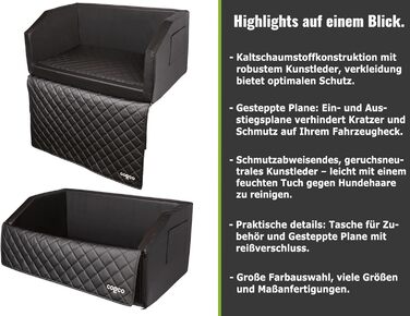 Автомобільне ліжко для собак CopcoPet: захист багажника, чорне, 90x55x38 см, штучна шкіра, водовідштовхувальне, стійке до подряпин