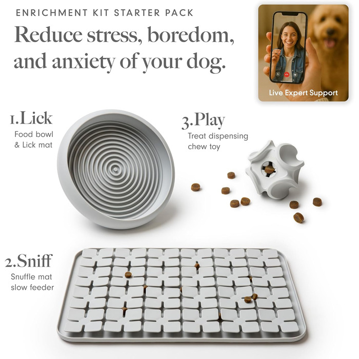 Набір для розвитку інтелекту собак LAY LO: іграшка-кіп, миска для корму та килимок для ласощів, килимок для нюхання, безпечний силікон, з онлайн-підтримкою