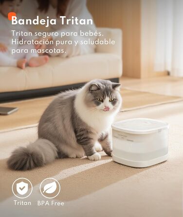 Фонтанчик для котів Homerunpet: тихий, 2.5л, бездротовий, з професійним фільтром, миється у посудомийній машині