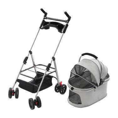 Складаний візок для собак та котів, сірий (50x60 см)