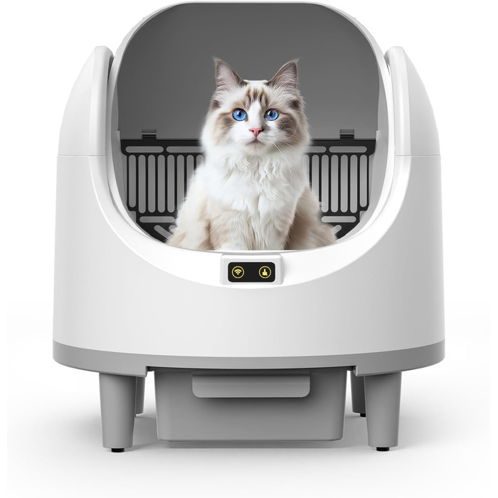 Автоматичний лоток для котів Katzenklo з самоочищенням, з датчиком безпеки та керуванням через додаток, великий об'єм, антизажим, відкритий тип